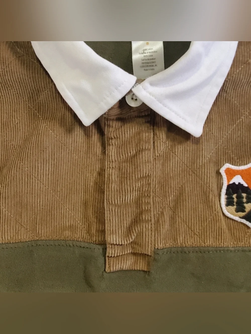 K1393 * Gymboree Boys Corduroy Yoke Rugby Polo Shirt Olive Green Size 8
